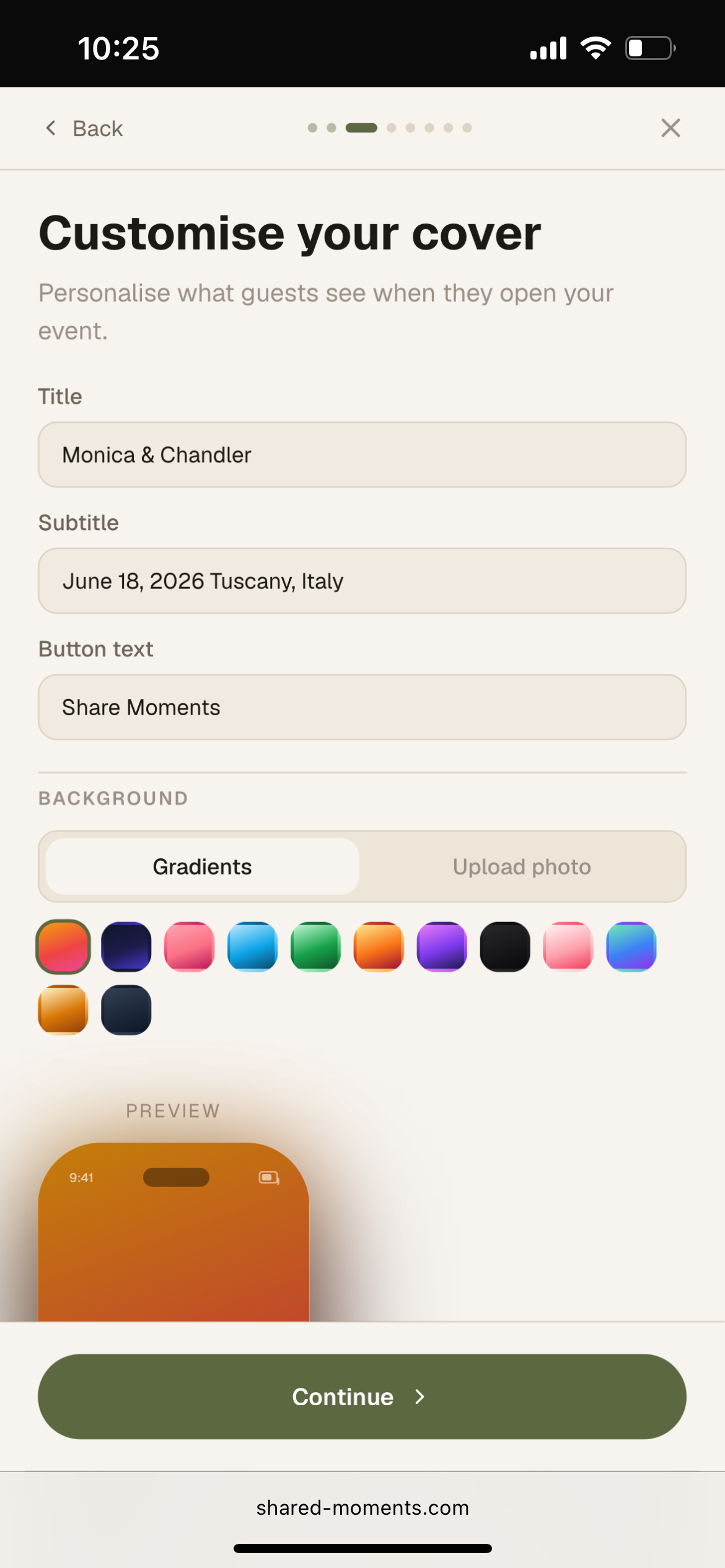 Customise cover screen