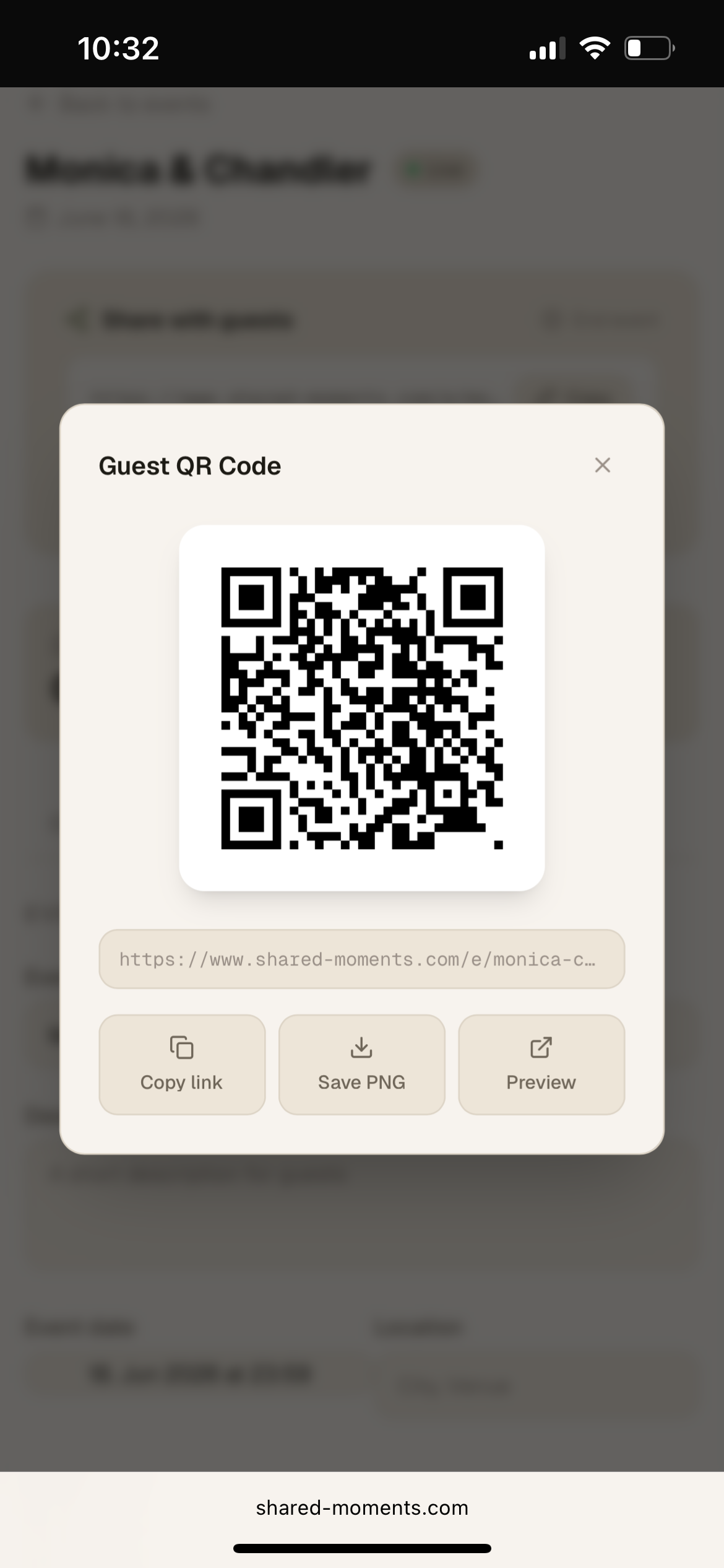 QR code download modal